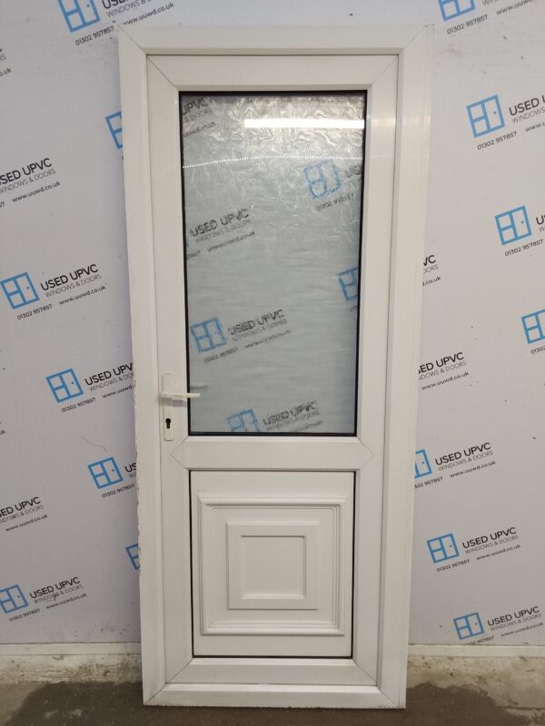 Used White Upvc Back Door 850mm x 2055mm (reduce to 830mm) 0516