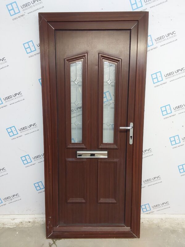 Used Woodgrain Upvc Front Door 920mm x 2080mm (Reduce To 905mm) 0669