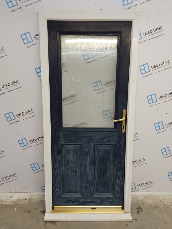 Used Dark Blue Composite Back Door 910mm x 2050mm (Reduce To 2035mm) 0406