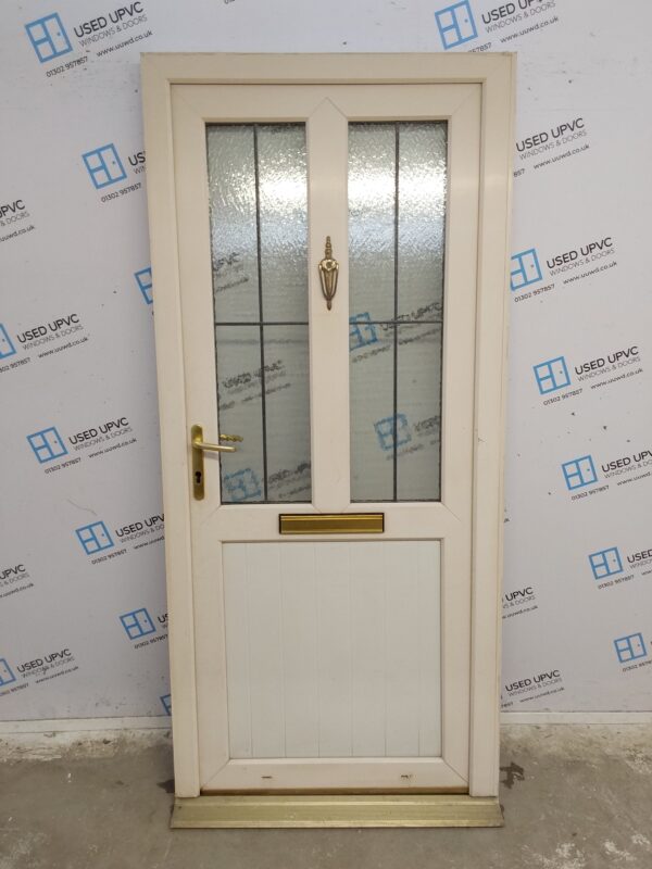 Used Cream Upvc Front Door 950mm x 2085mm (Reduce To 935mm) 0382