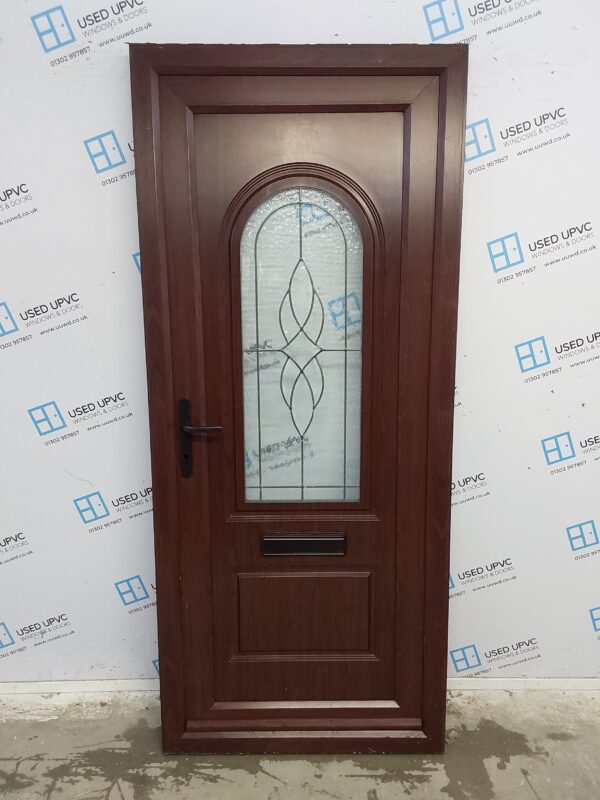 Used Rosewood Upvc Front Door 885mm x 2070mm 0823