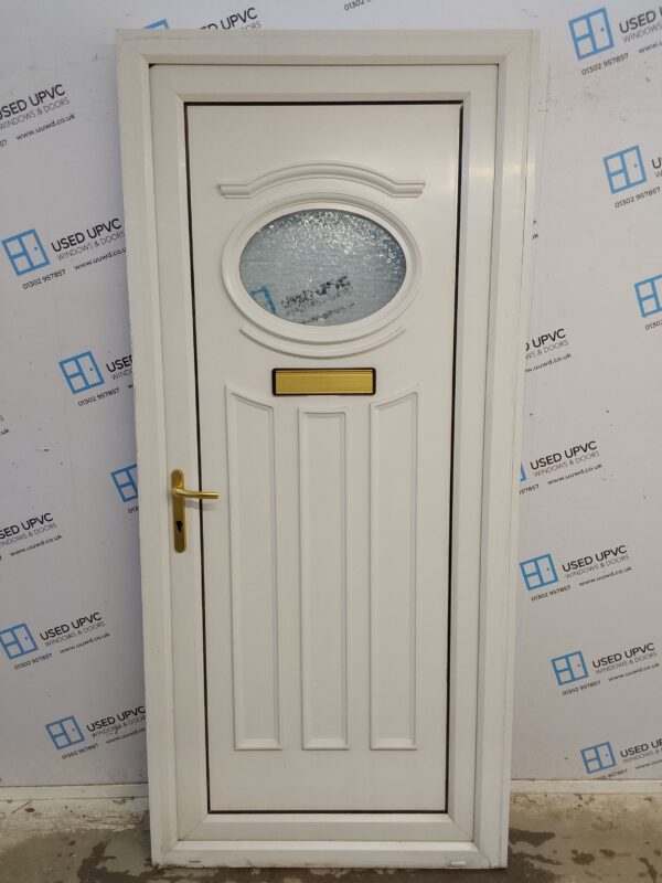 Used White Upvc Front Door 970mm x 2130mm (reduce to 950mm) C6062