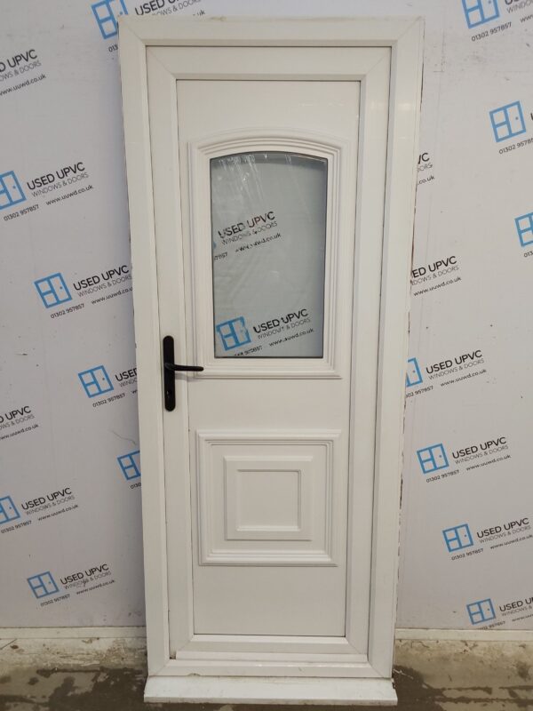 Used White Upvc Back Door 840mm x 2095mm (reduce to 825mm) C6004