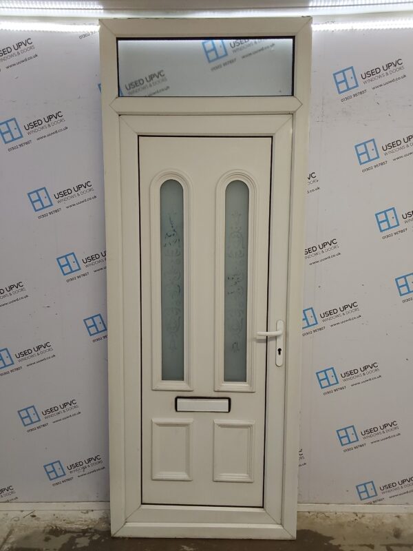 Used White Upvc Front Door And Toplight 900mm x 2380mm C7D043