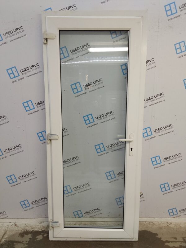 Used White Upvc Full Glass Back Door (outwards opening) 885mm x 2135mm C7D044