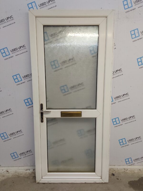 Used White Upvc Front Door 930mm x 2075mm (Reduce To 910mm) C10D46