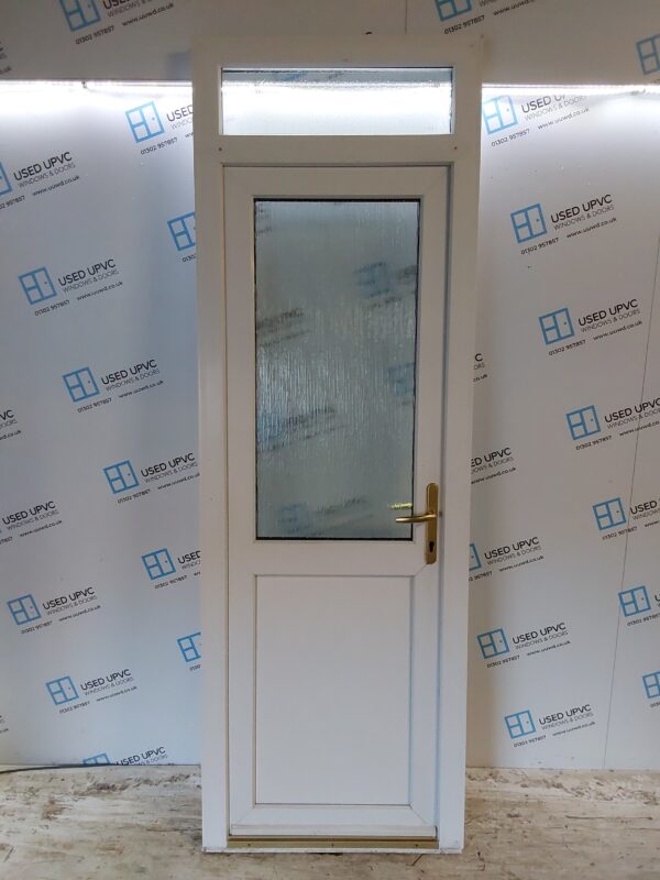 Used White Upvc Back Door And Toplight 805mm x 2400mm (Reduce To 2385mm) 0754