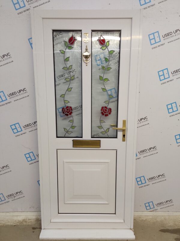 Used White Upvc Front Door 920mm x 2050mm (reduce to 870mm) C10D63