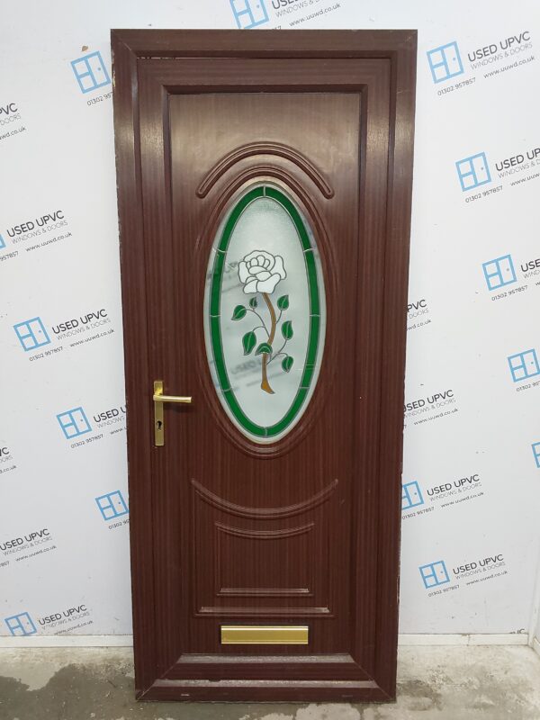 Used Woodgrain Upvc Front Door 860mm x 2075mm C10D36