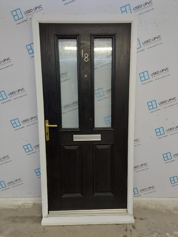 Used Black Composite Front Door 990mm x 2110mm (Reduce To 2090mm) C7D041