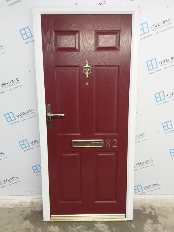 Used Red (Maroon) Composite Front Door 910mm x 2025mm C7D044