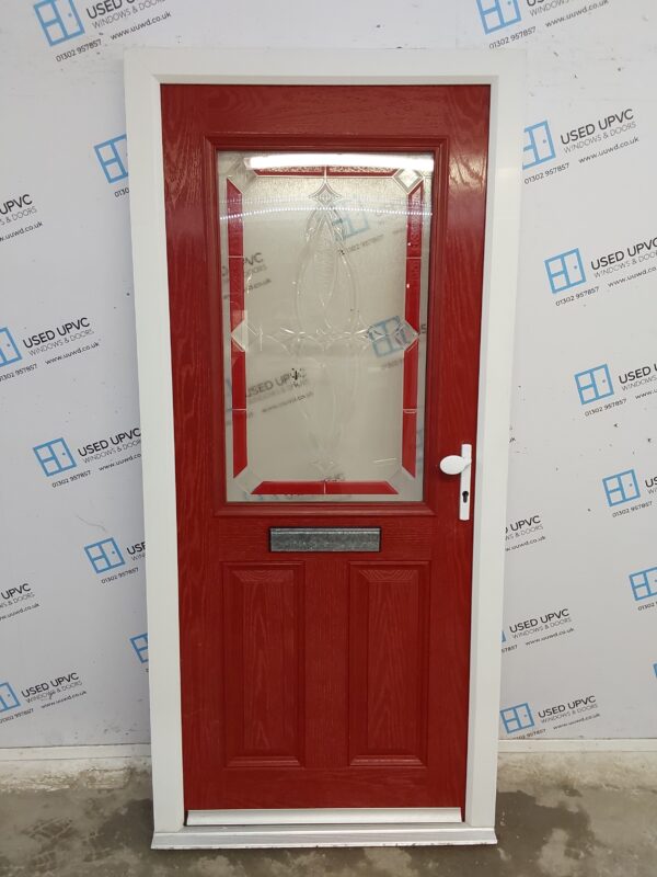 Used Red Composite Front Door 950mm x 2055mm C7D052