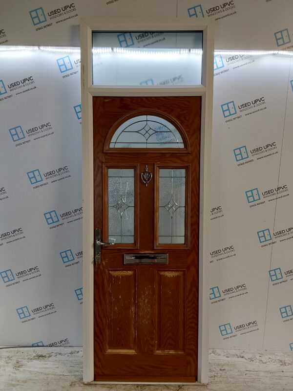 Used Brown Composite Front Door And Toplight 870mm x 2455mm 0764