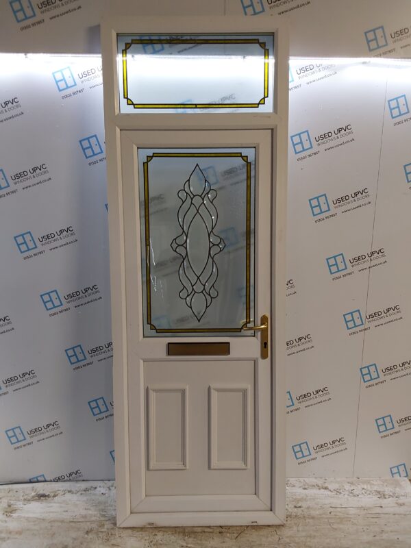 Used White Upvc Front Door And Toplight 850mm x 2435mm 0481