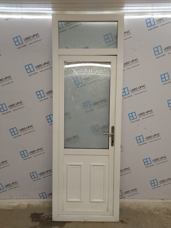 Used White Upvc Back Door And Toplight 800mm x 2400mm 0357