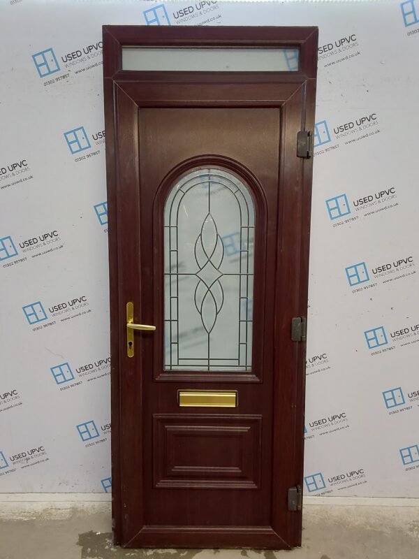 Used Rosewood Upvc Front Door And Toplight (Outwards Opening) 870mm x 2250mm 0239