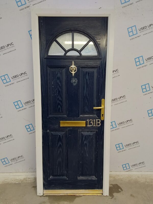 Used Dark Blue Composite Front Door 840mm x 2045mm 0219