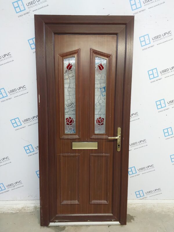 Used Woodgrain Upvc Front Door 885mm x 2045mm (Reduce To 865mm) 0159