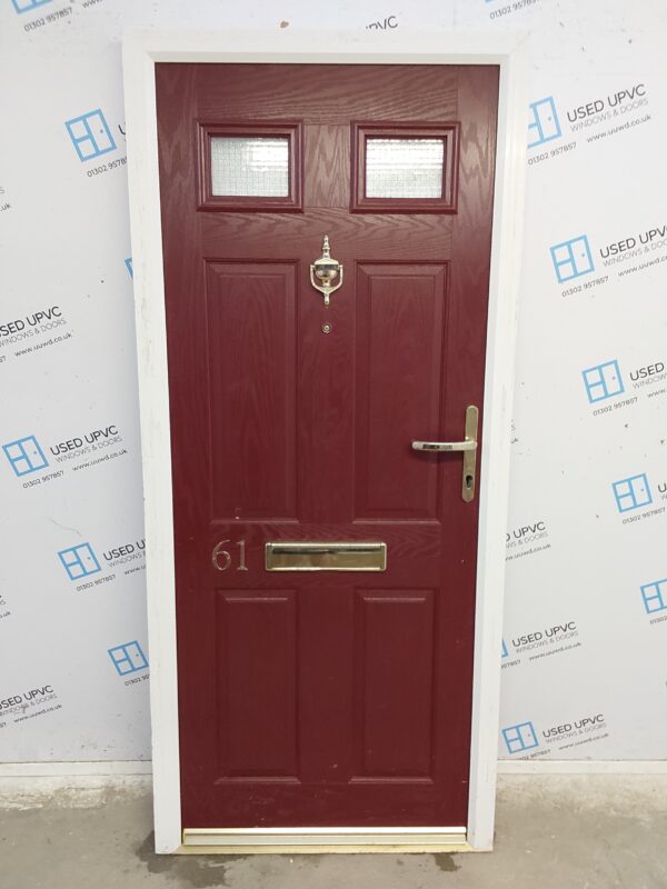 Used Red (Maroon) Composite Front Door 900mm x 2025mm 0115