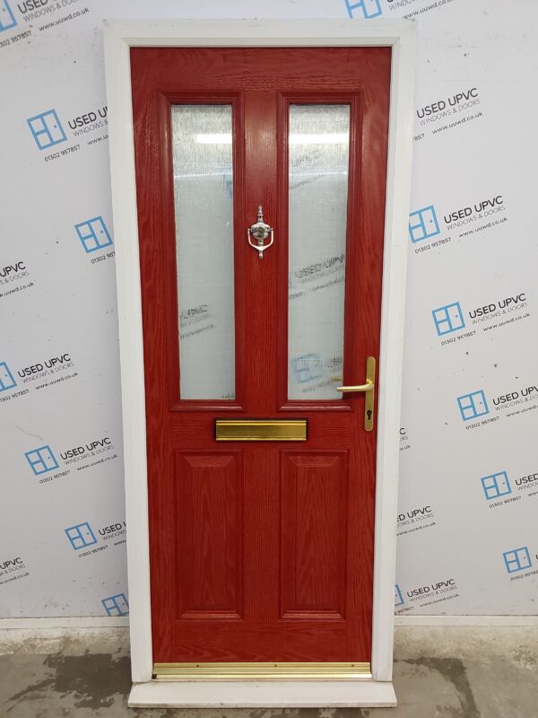 Used Red Composite Front Door 880mm x 2100mm 0041