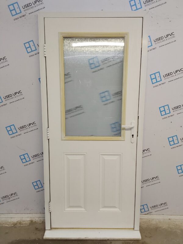 Used White Composite Back Door (outwards opening) 945mm x 2085mm 0621