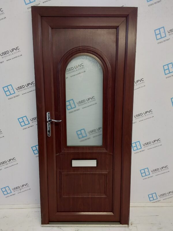 Used Rosewood Upvc Front Door 880mm x 2030mm (reduce to 865mm) 0641