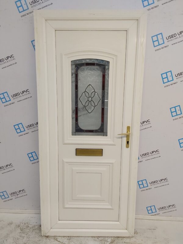 Used White Upvc Front Door 910mm x 2060mm (reduce to 890mm) C7D002