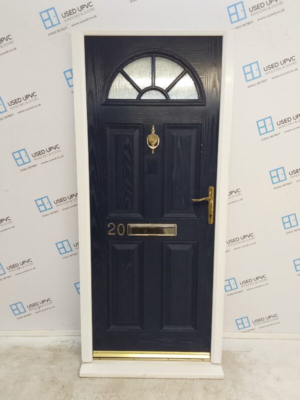 Used Dark Blue Composite Front Door 910mm x 2060mm C7D060