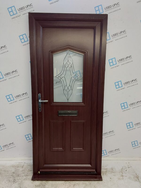 Used Rosewood Upvc Front Door 935mm x 2095mm C7D069