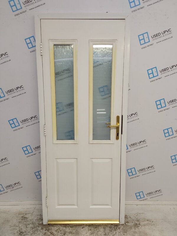 Used White Composite Back Door (Outwards Opening) 845mm x 2055mm C7D074