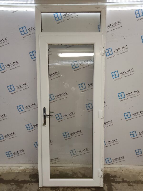 Used White Upvc Full Glass Back Door And Toplight 895mm x 2410mm 0738 - Image 2