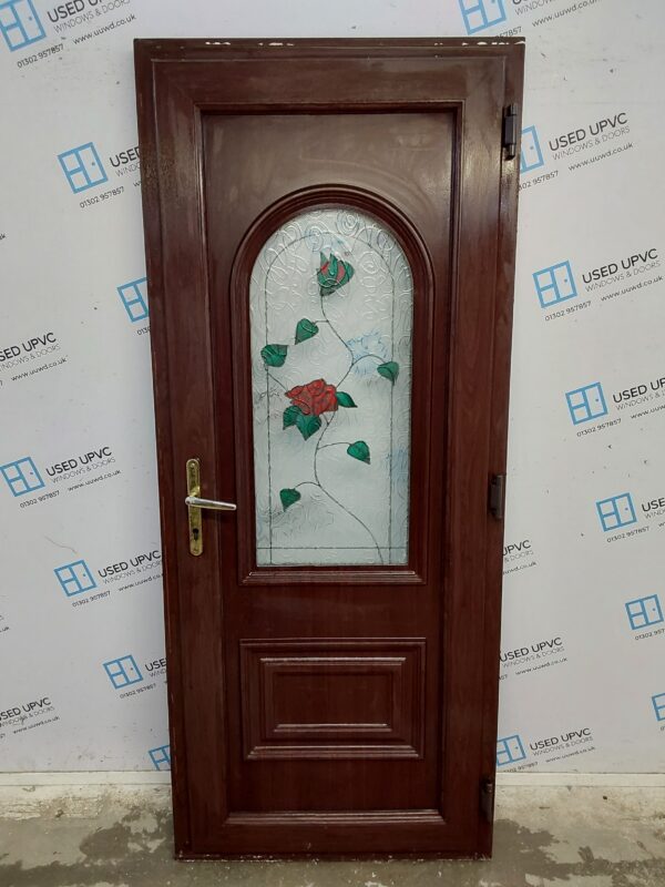 Used Rosewood Upvc Back Door 865mm x 2075mm C6022 - Image 2