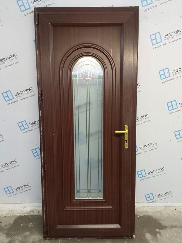 Used Woodgrain Upvc Back Door 875mm x 2095mm 0573 - Image 2