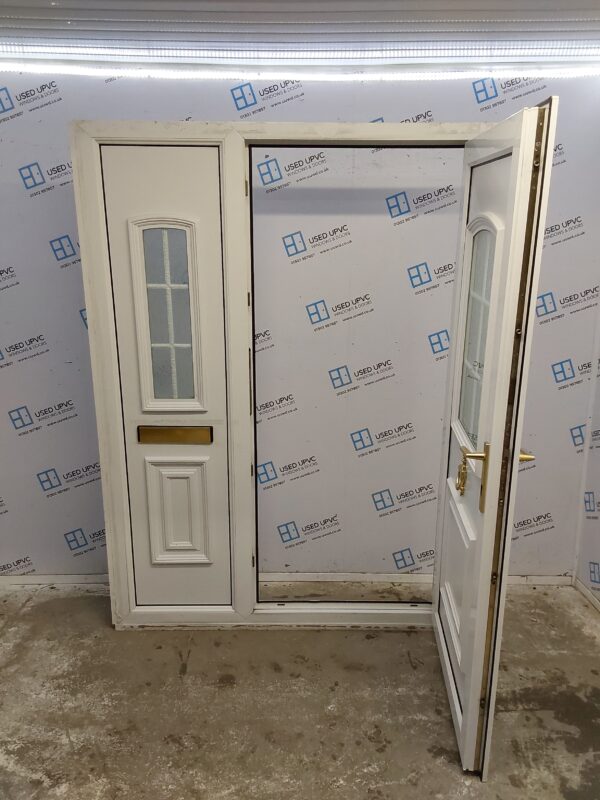 Used White Upvc Front Door And Side Panel 1500mm x 2055mm (Reduce To 1455mm) DS016 - Image 3