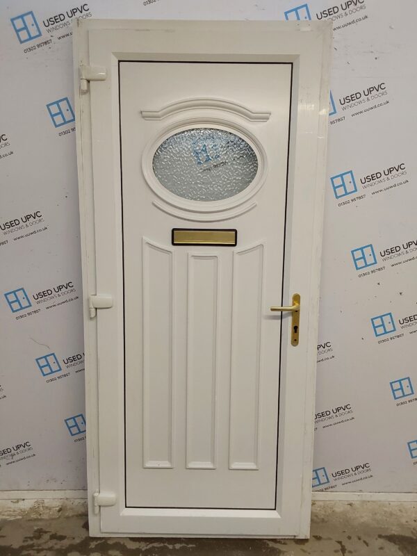 Used White Upvc Front Door 970mm x 2130mm (reduce to 950mm) C6062 - Image 2