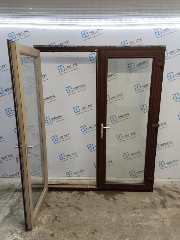 Used Woodgrain Upvc French Doors 1635mm x 2055mm EA1 - Image 3