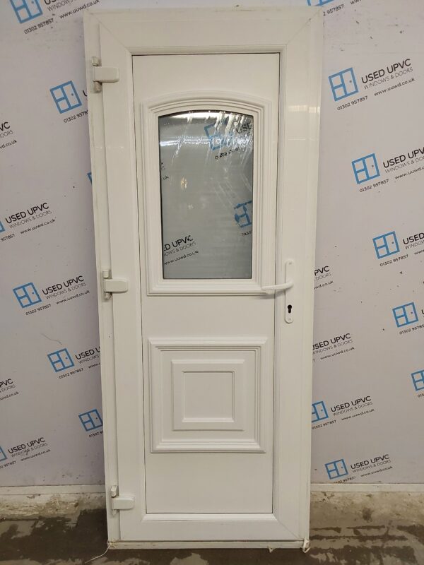 Used White Upvc Back Door 840mm x 2095mm (reduce to 825mm) C6004 - Image 2