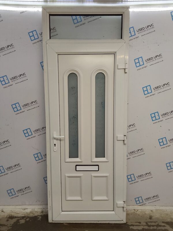 Used White Upvc Front Door And Toplight 900mm x 2380mm C7D043 - Image 2