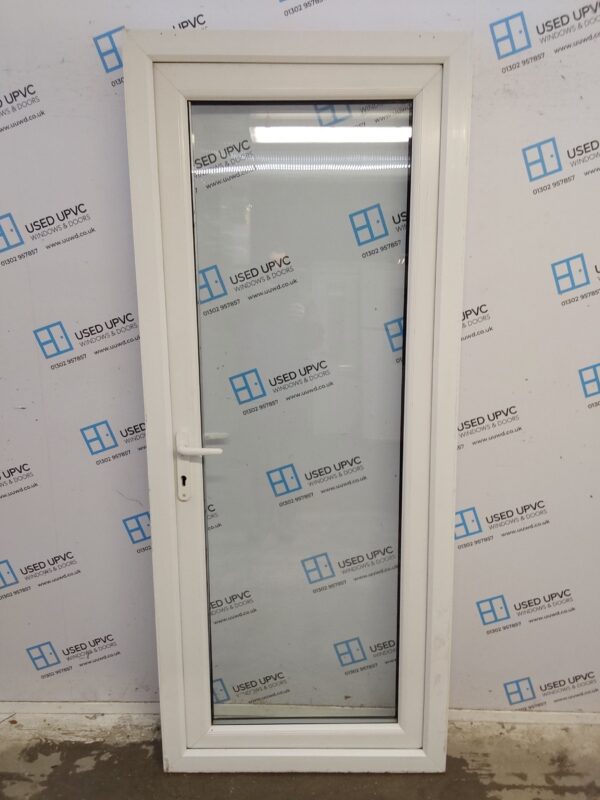 Used White Upvc Full Glass Back Door (outwards opening) 885mm x 2135mm C7D044 - Image 2