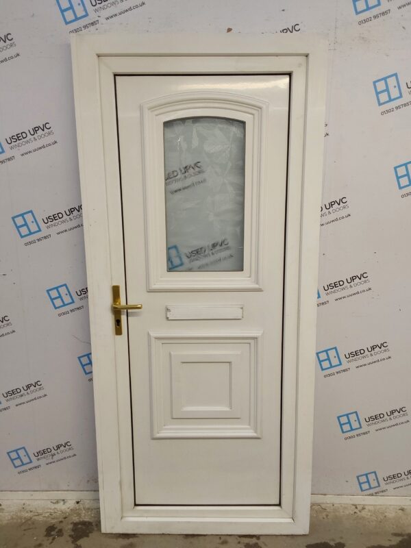 Used White Upvc Front Door 900mm x 2010mm (Reduce To 880mm) C8D62