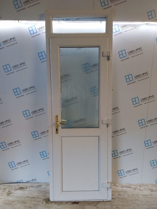 Used White Upvc Back Door And Toplight 805mm x 2400mm (Reduce To 2385mm) 0754 - Image 2