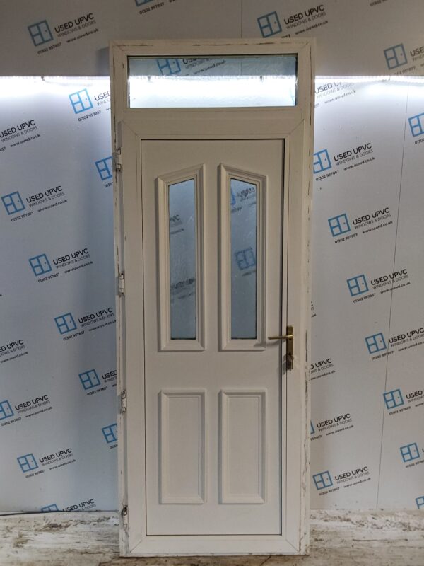 Used White Upvc Back Door And Toplight 925mm x 2430mm (Reduce To 895mm) 0550 - Image 2