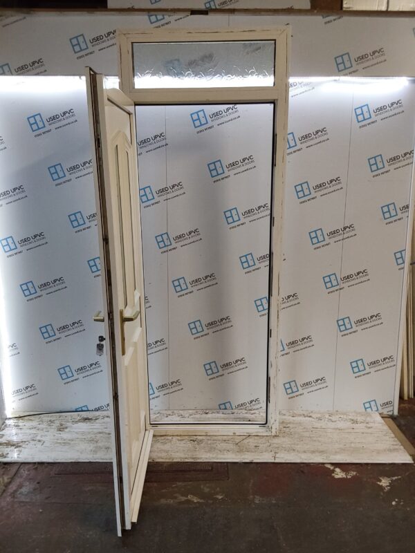 Used White Upvc Back Door And Toplight 925mm x 2430mm (Reduce To 895mm) 0550 - Image 3