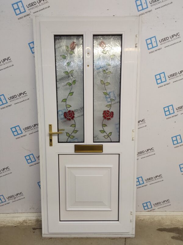 Used White Upvc Front Door 920mm x 2050mm (reduce to 870mm) C10D63 - Image 2