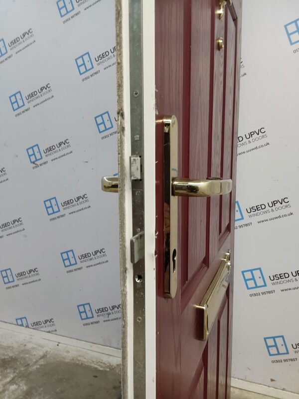 Used Red (Maroon) Composite Front Door 910mm x 2025mm C7D044 - Image 5