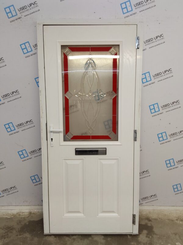 Used Red Composite Front Door 950mm x 2055mm C7D052 - Image 2