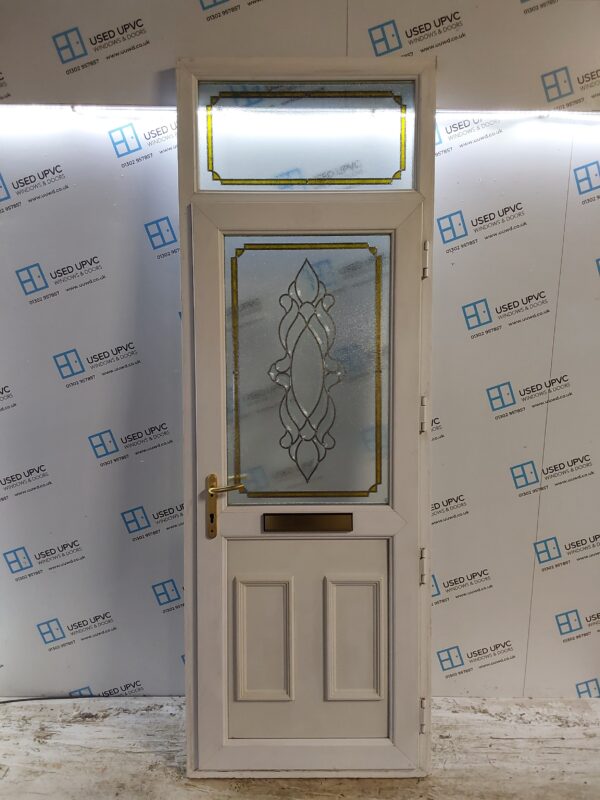 Used White Upvc Front Door And Toplight 850mm x 2435mm 0481 - Image 2