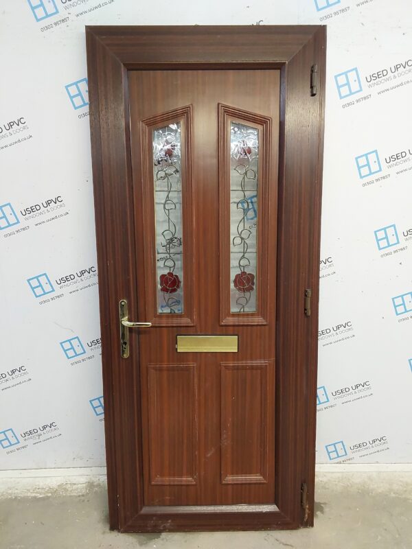 Used Woodgrain Upvc Front Door 885mm x 2045mm (Reduce To 865mm) 0159 - Image 2