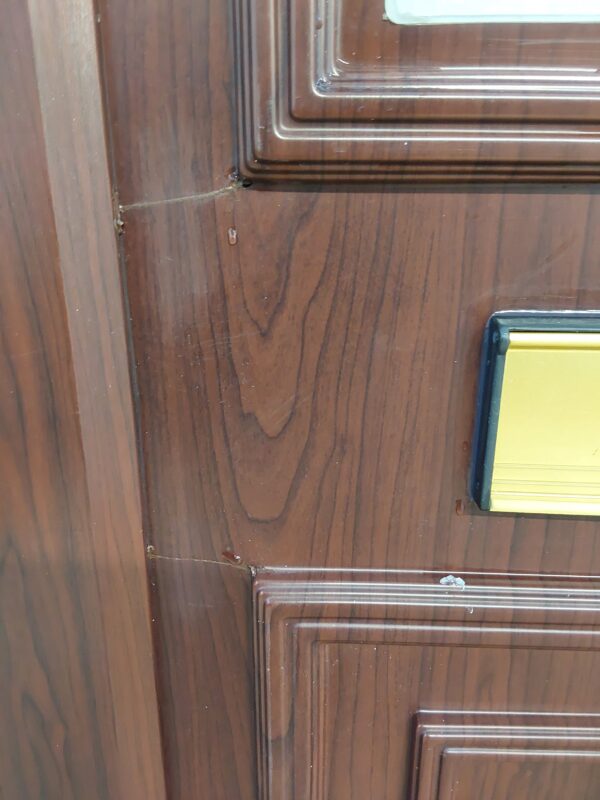 Used Rosewood Upvc Front Door And Side Panel 1340mm x 2060mm (reduce to 1325mm) DS004 - Image 5