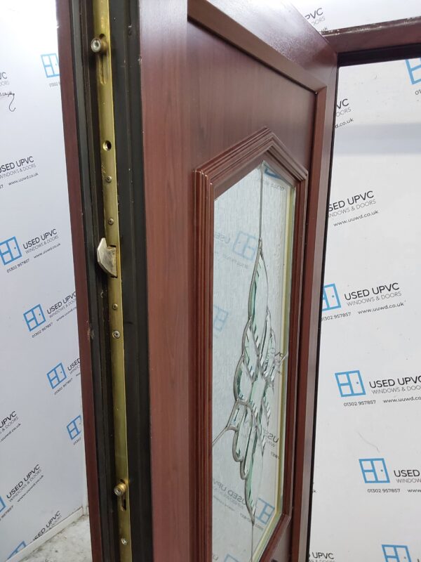 Used Rosewood Upvc Front Door And Side Panel 1340mm x 2060mm (reduce to 1325mm) DS004 - Image 7